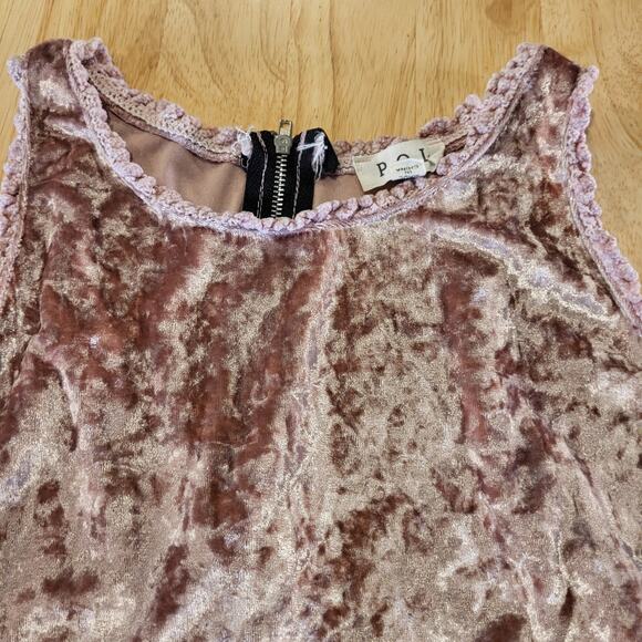 POL Pink Crushed Velvet Tank Mini Dress Zip Back Detail Empire Waist L - Picture 5 of 12